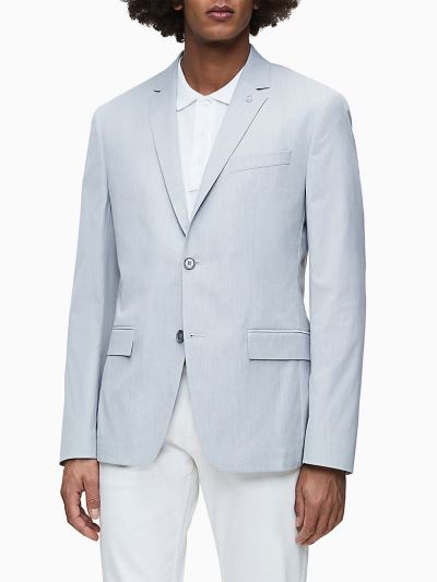 Calvin Klein Ruhák HU501390 | Calvin Klein Slim Cotton Blend Stretch Férfi Blézer Világos Szürke